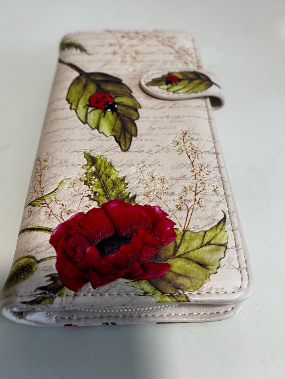 SHAG WEAR VEGAN LEATHER WALLET NWOT "Ladybugs & Poppies"